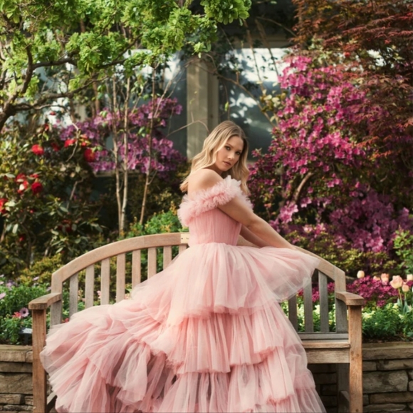 MAC DUGGAL Strapless High Low Tulle Gown , Pink, Size 4, NWT - Picture 4 of 7